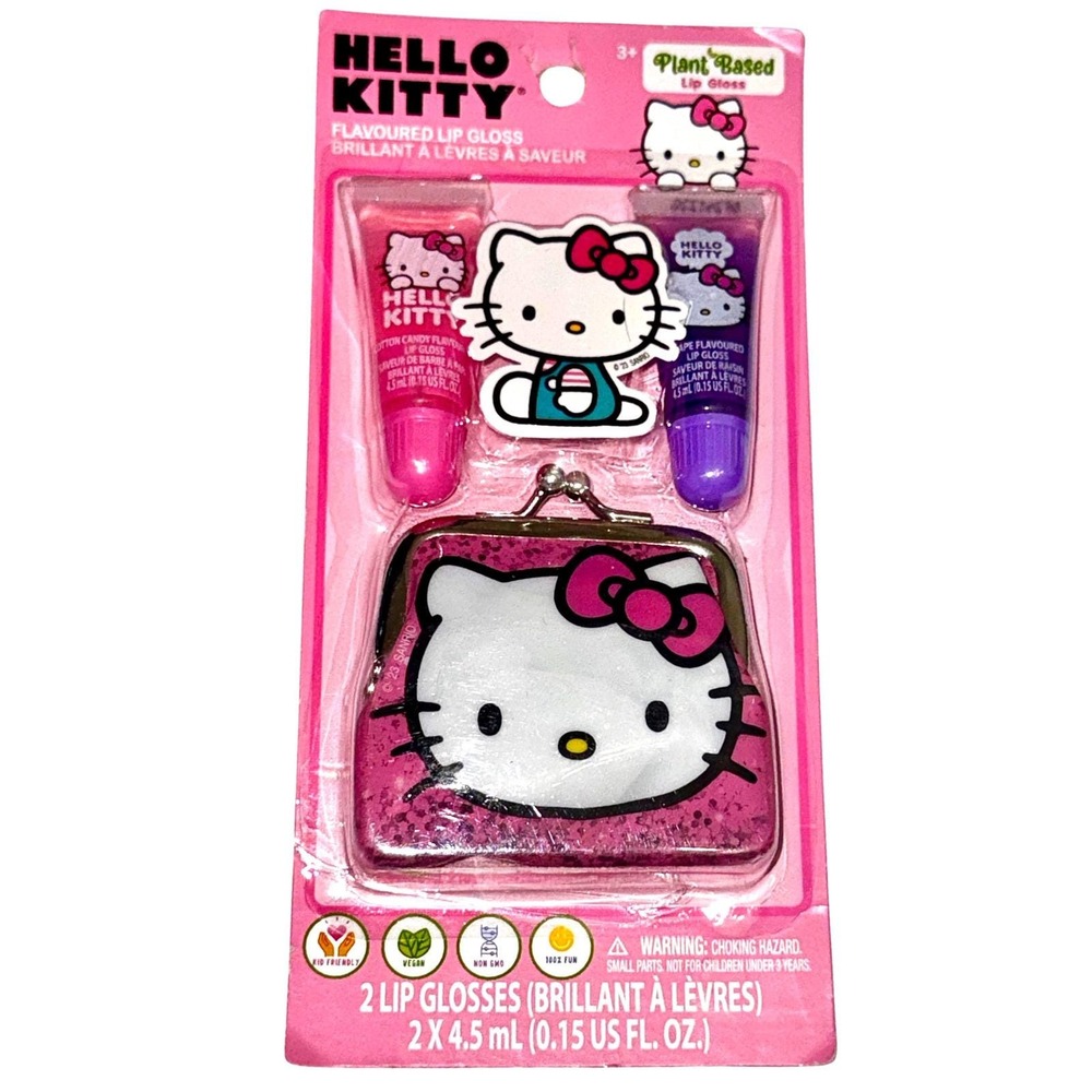 Hello Kitty Flavored Lip Gloss Set with Coin Purse - Retired Sealed set
